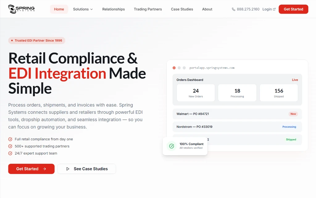 Spring Systems EDI homepage design