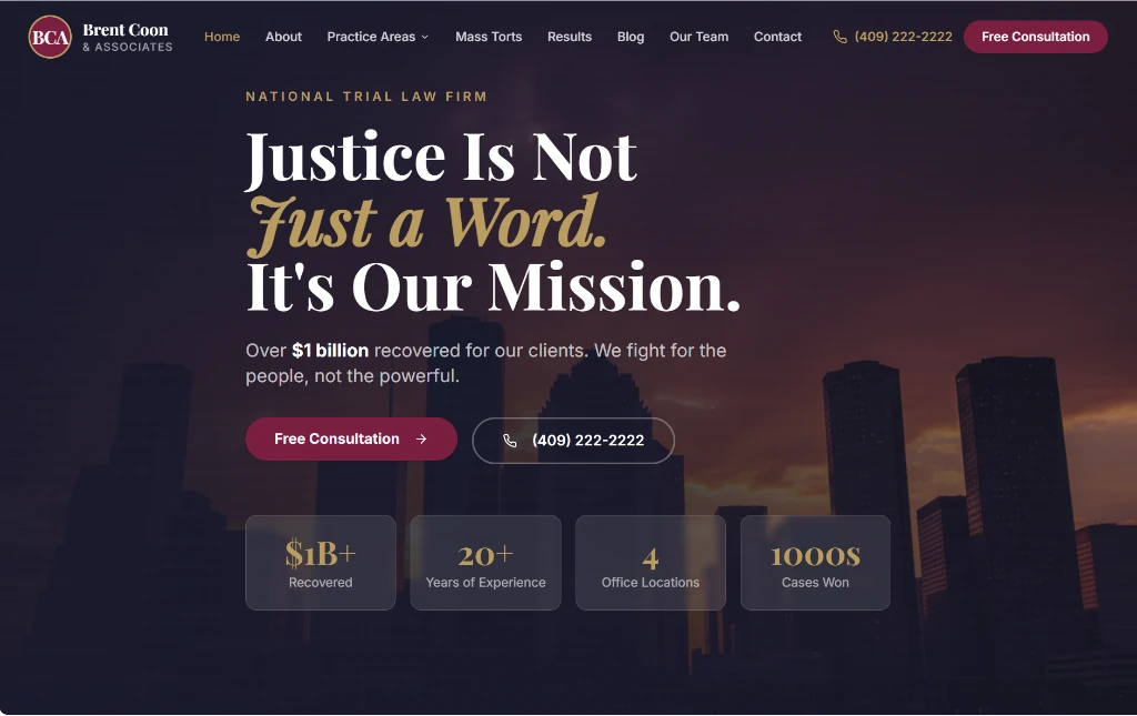 Brent Coon & Associates homepage design