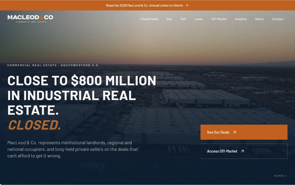 MacLeod & Co. Commercial Real Estate homepage design