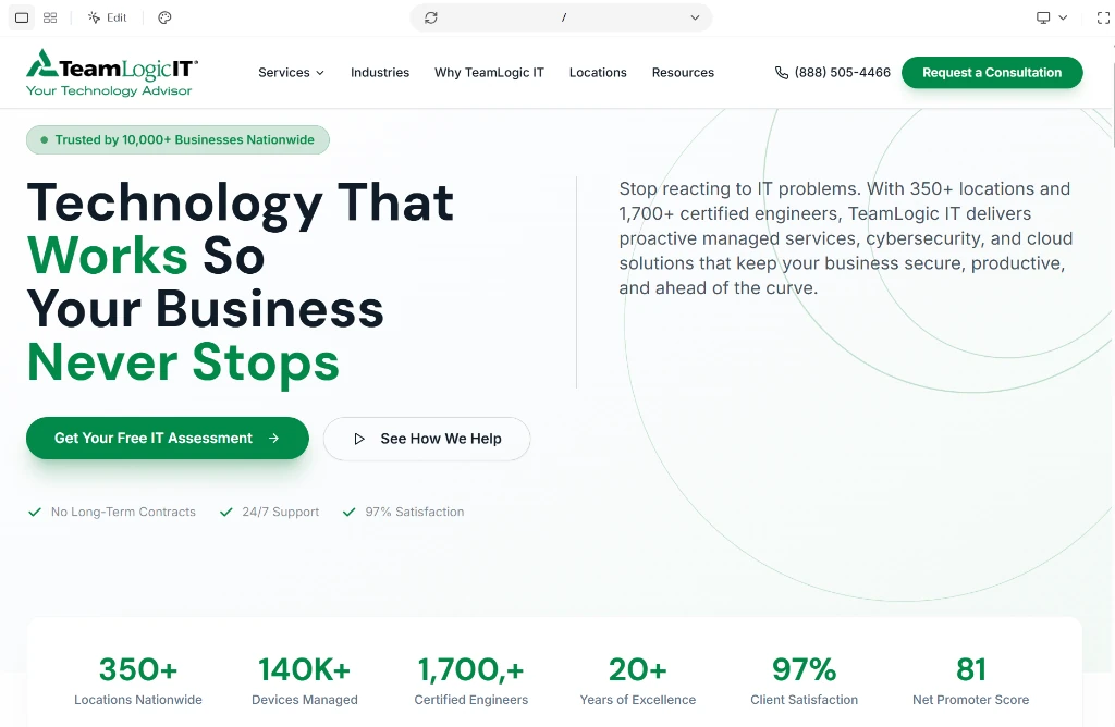 TeamLogic IT homepage design